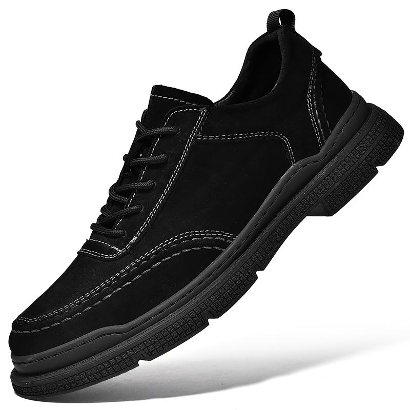

Fashion Retro business men s leather shoes British casual style Work and daily office Adult hot selling high-quality shoes New lace up 38 чёрный