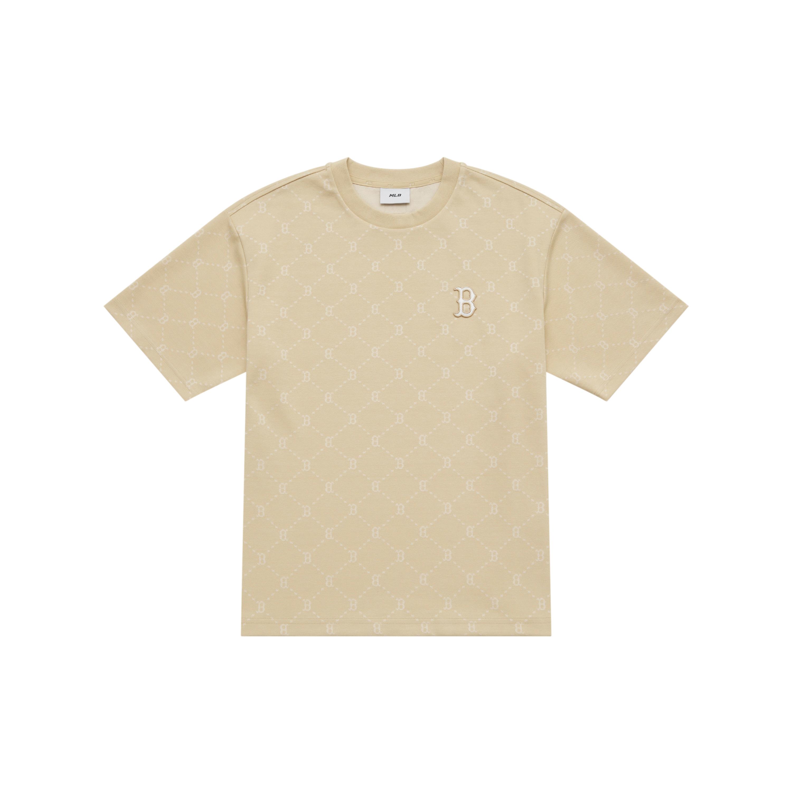 

New MLB MONOGRAM Collection Boston Red Sox SS25 T Shirt Unisex Light Beige 3ATSM0153-43BGL M