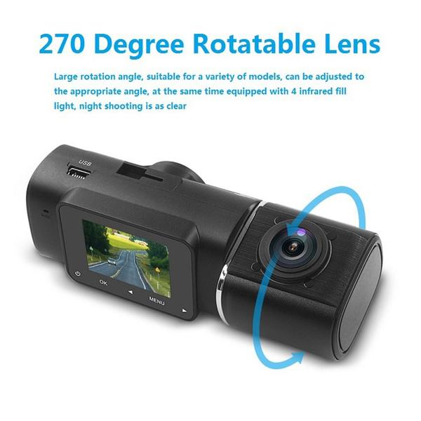 2024 Upgrade Dual Dash Cam FHD 1080P+1080P Front Inside Cabin Car Camera Driving Recorder LCD Display Gravity Sensor Automatic Video Recording