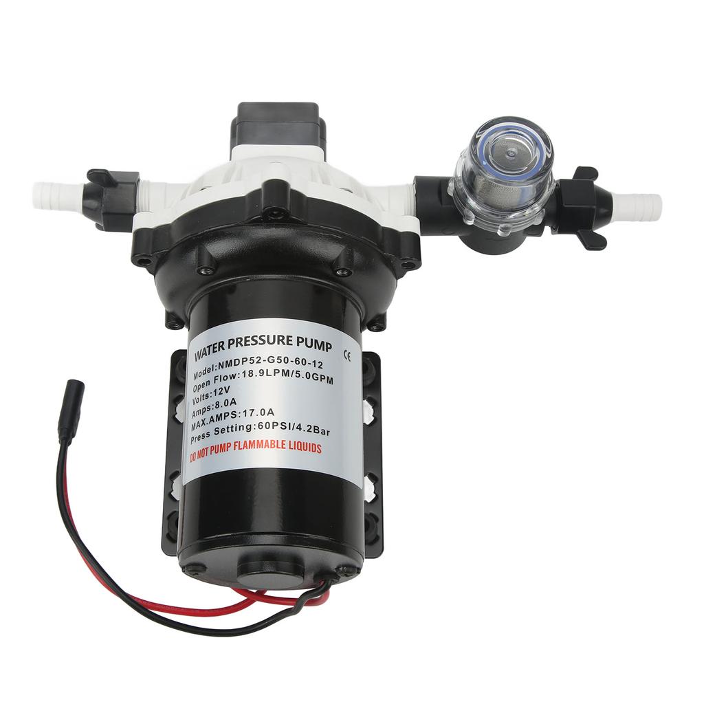 12V Self Priming Diaphragm Pump High Flow 5.0GPM 60PSI Efficient Water Pump for RV Yacht