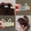 Light Luxury Rhinestone Metal Hair Claw Cat Ears Hair Clip Pearl Hairpin Women Girls Hair Styling Hair Acacessories