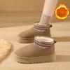 Women's Winter Fuzzy Snow Boots Non-Slip Chunky Platform Faux Fur Lining Ankle Booties Shoes for Women Comfortable Faux Suede Warm Walking Short Boots