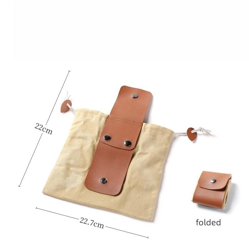 Portable Drawstring Foraging Waist Pouch Fold‑Away Canvas Tool Storage Hip Bag For Camping Hiking Outdoor Collecting Gear
