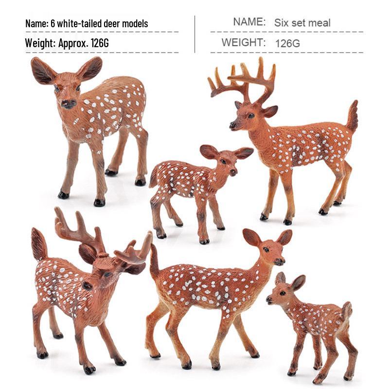 Simulated Christmas Reindeer and White-Tailed Deer Ornament Set