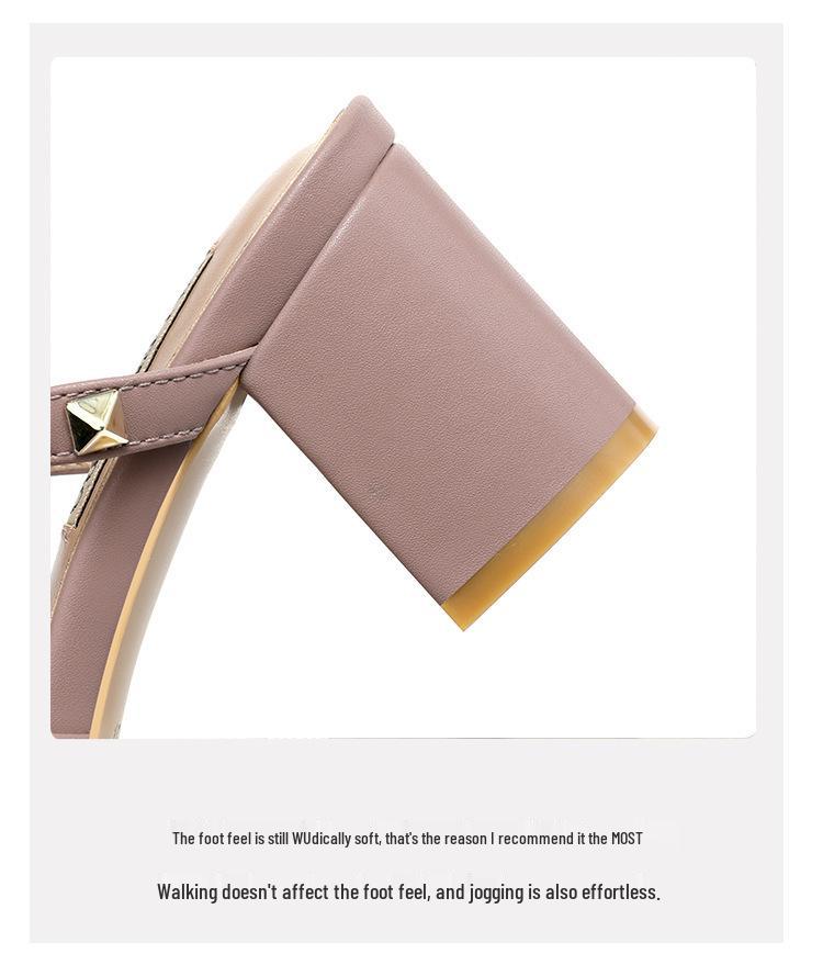 Women's Chunky Heel Peep Toe Mid-Heel Shoes – 2024 Spring/Summer