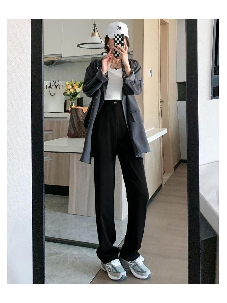 2023 Women's High-Waist Wide-Leg Slim Suit Pants – Stylish Spring/Summer Trousers