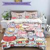 3pcs Friendship and Fun Hello Kitty and Friends Printed Quilt Set Soft and Comfortable Quilt Cover for Bedroom, Guest Room Bedding Set  S022