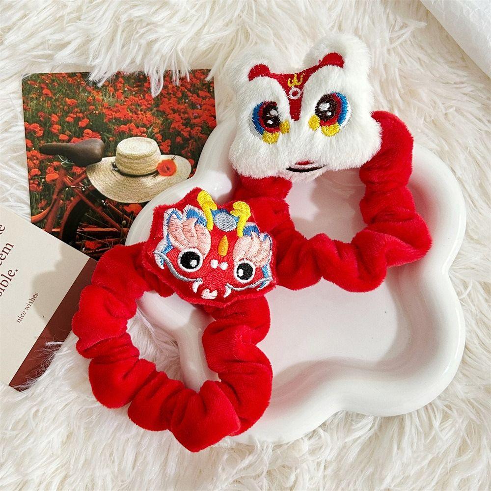 Plush New Year Children Headwear Red Hair Rope New Year Elastic Hair Band Cute   Girls/Women