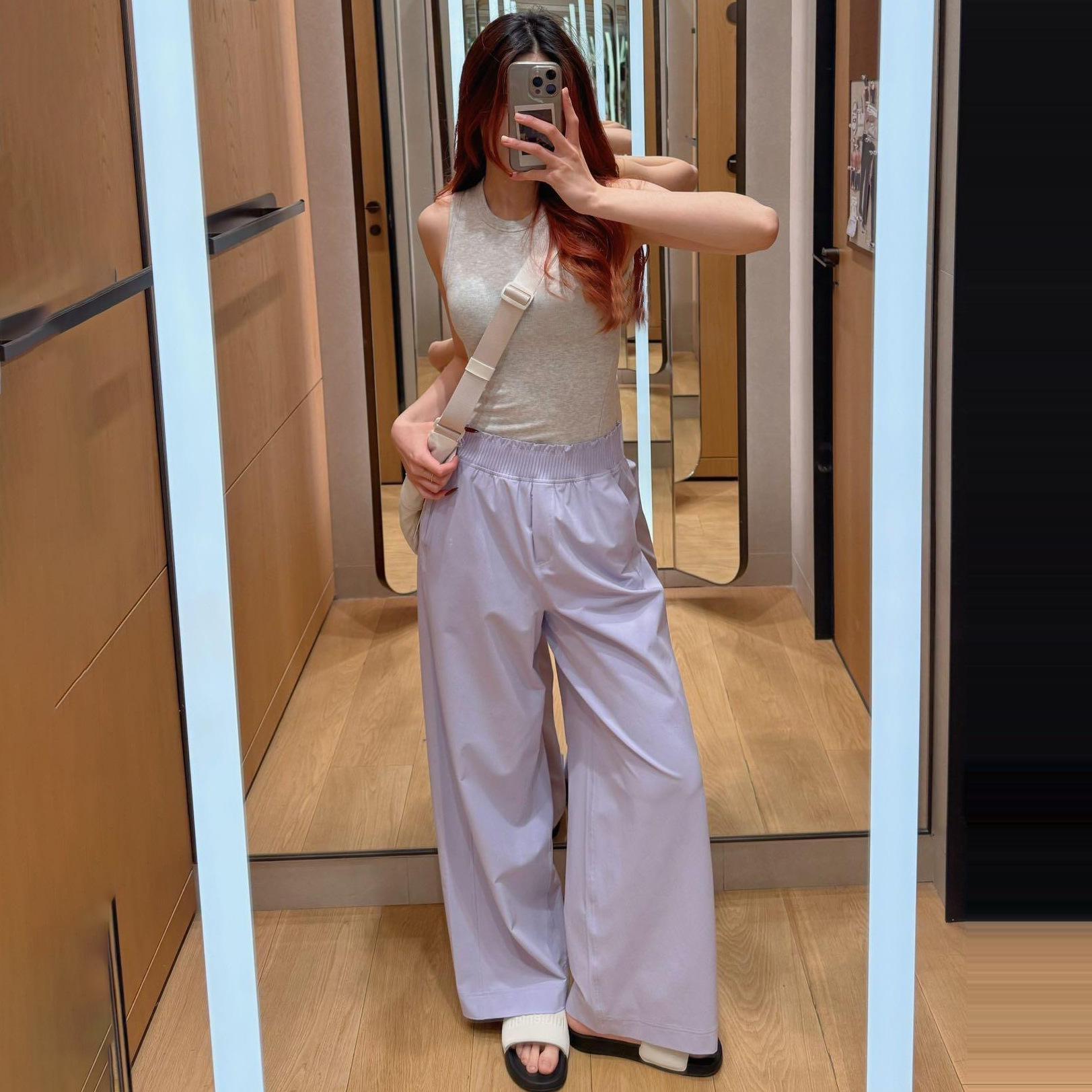 2026 Women s High-Waisted Pleated Wide-Leg Bloomers Casual Stretch Pants Small