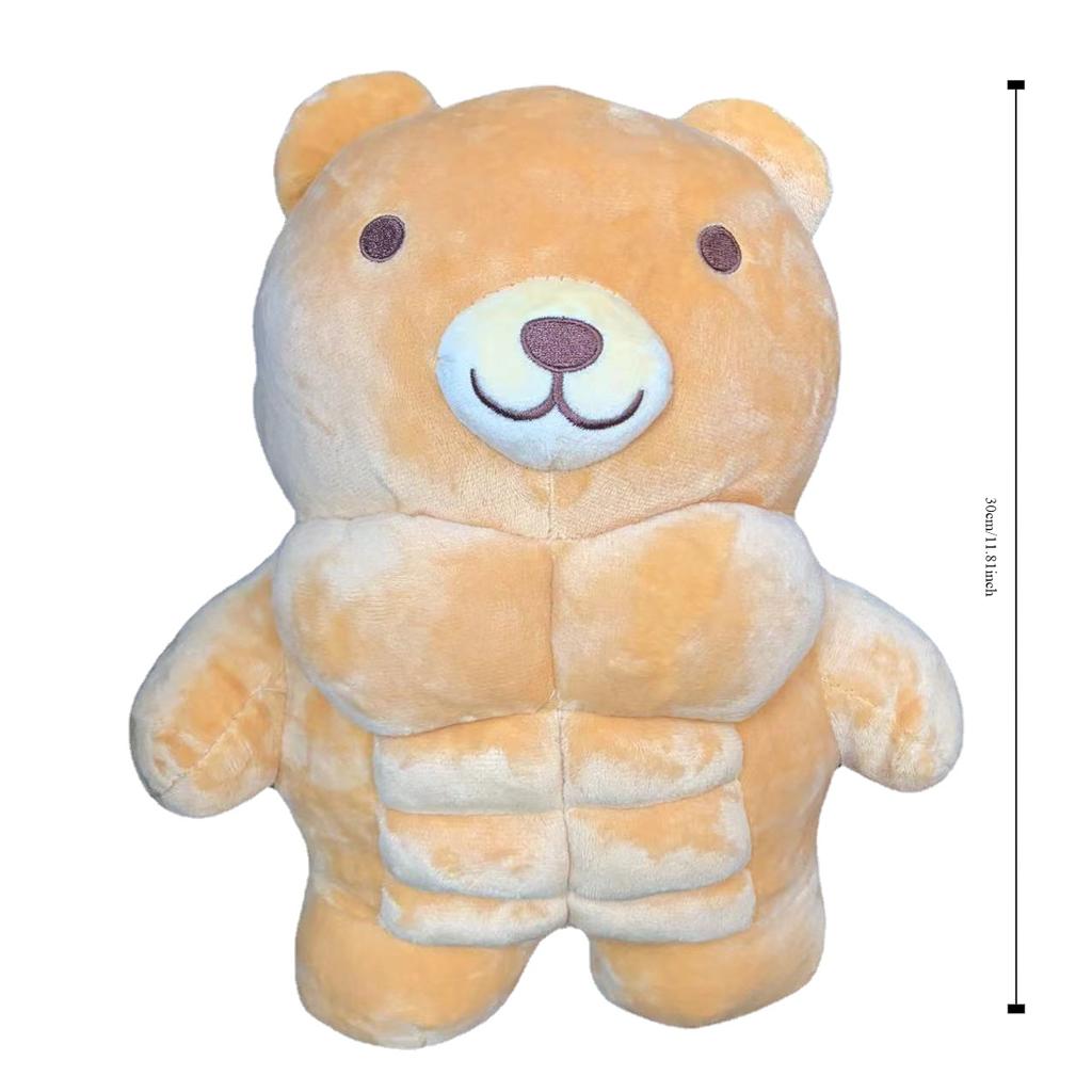 Muscle Body Bear Lion Plush Doll Cute Muscular Plushie Stuffed Toy Kawaii Cartoon Strong Animal Pillow for Boy Girlfriend Gifts