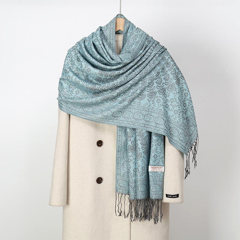 Paisley Designer Winter Warm Thick Ethnic Style Jacquard Scarf Women Travel Muslim Hijab Cashmere Tassel Shawl Wrap Pashmina