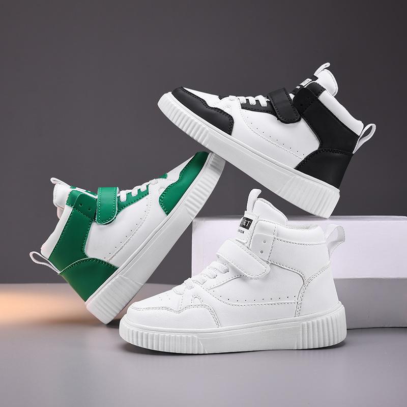 2025 Spring and Autumn New Children's Little White Shoes Sports High Top Boys Board Shoes Students Versatile Girls Casual