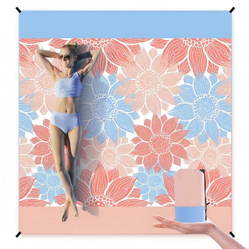 210x180cm Outdoor Travel Quick Drying Beach Blanket Portable Waterproof Folding Beach Mat Sand Proof Lightweight Beach Mat 210x180cm синий