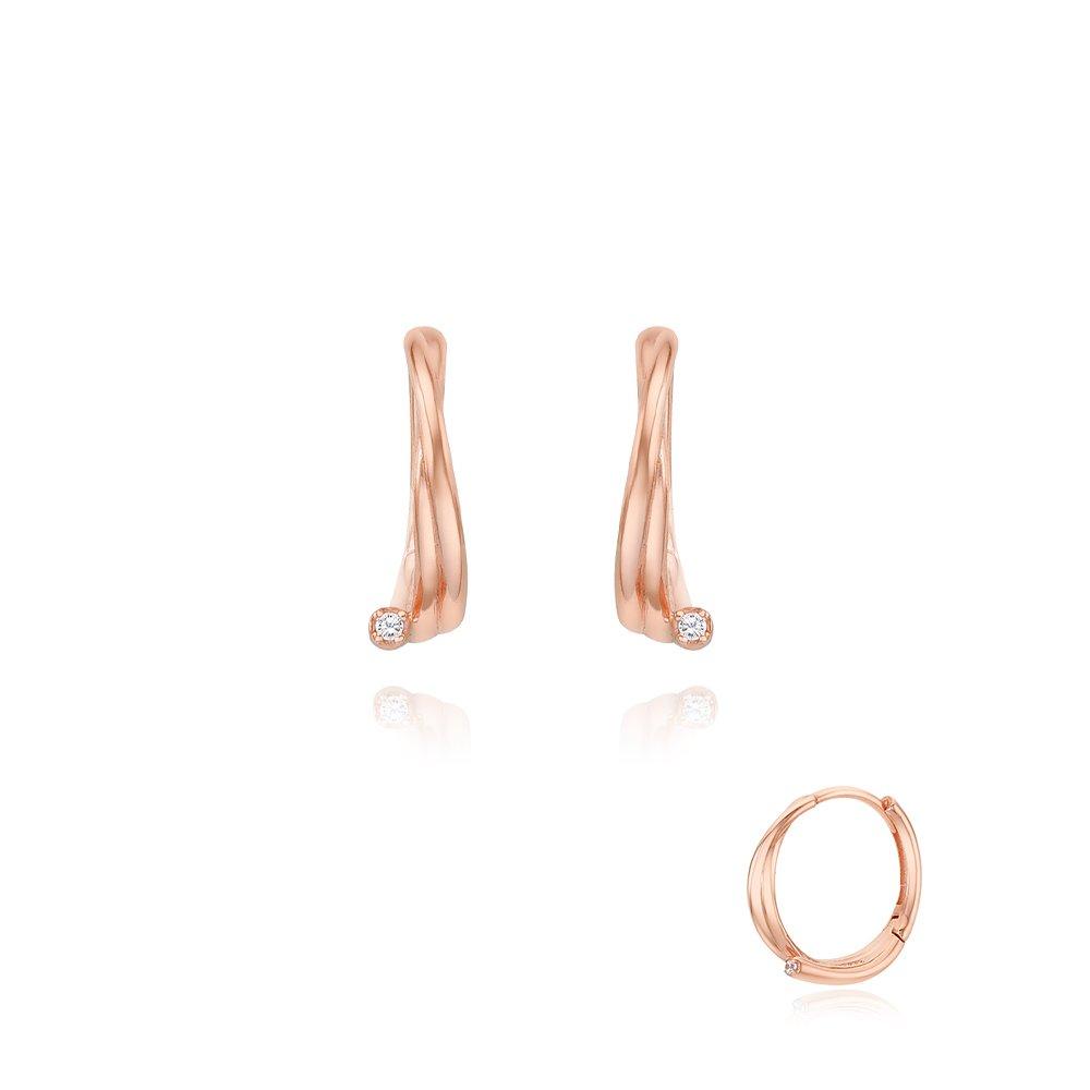 [Stonehenge] Silver One-Touch Cubic Earrings Sc24B29E