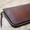 atelierCODEL Long Wallet with Round Made with Genuine Tochigi Made in Japan Men's Zipper, Leather, (Dark Brown)