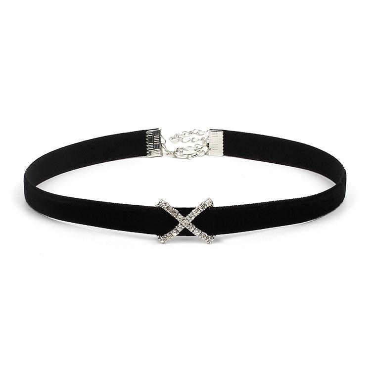 European and American jewelry, fleece rhinestone geometric choker neck chain collar, versatile collarbone chain