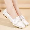 Women's White Leather Driving Moccasins Grey Flats Casual Slip On Plus Size Walking Summer Maternity Shoes