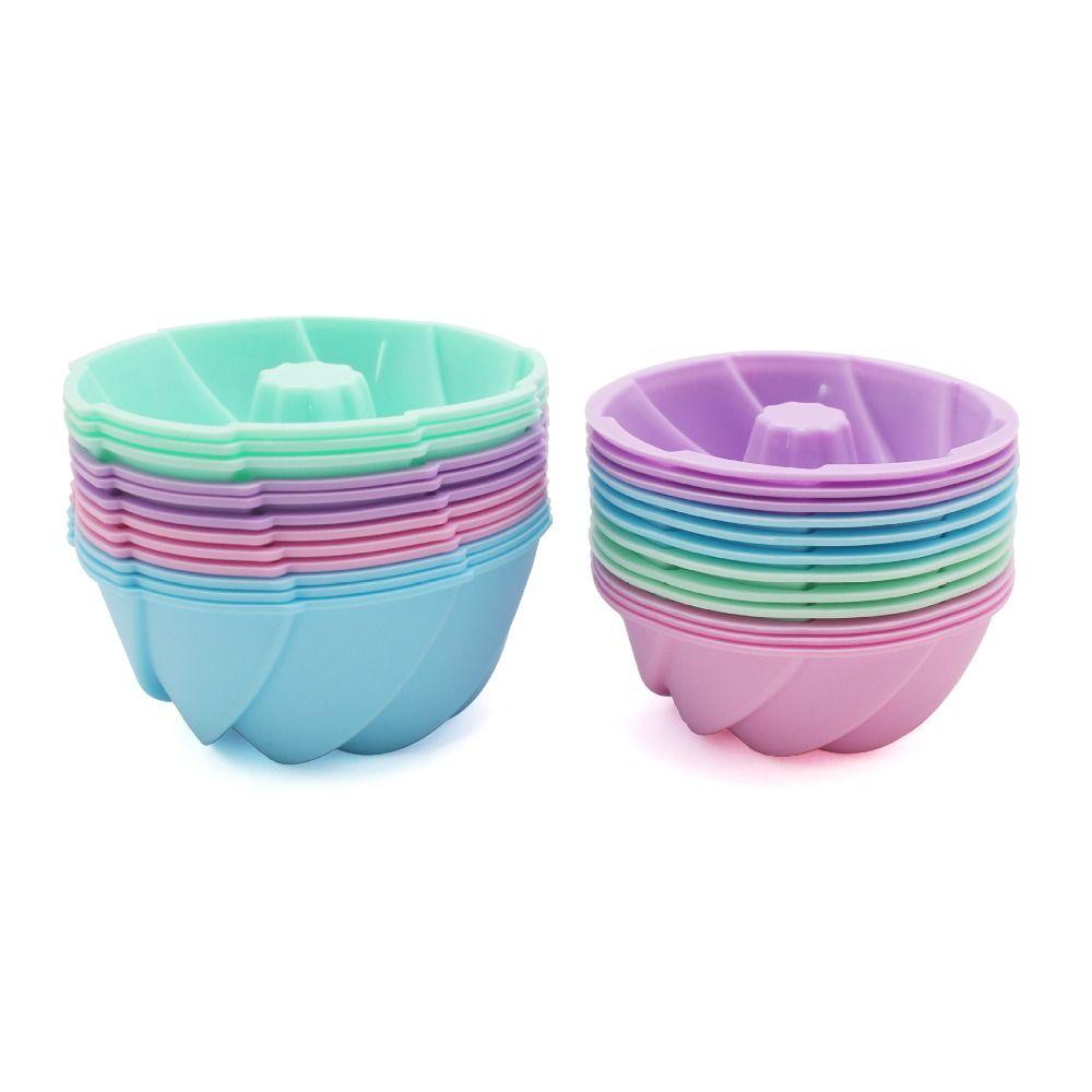 12pcs/set Silicone Muffin Cups Food Grade Spiral Cake Mold Durable Silicone Swirl Pan  Make Cake