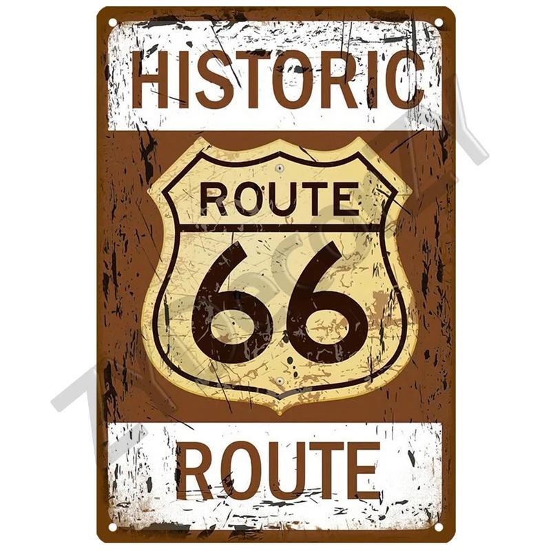 Route 66 Metal Sign House Plaque Metal Poster Tin Sign Plate Wall Posters Vintage Retro Aesthetic Room Decor Wall Art Decoration