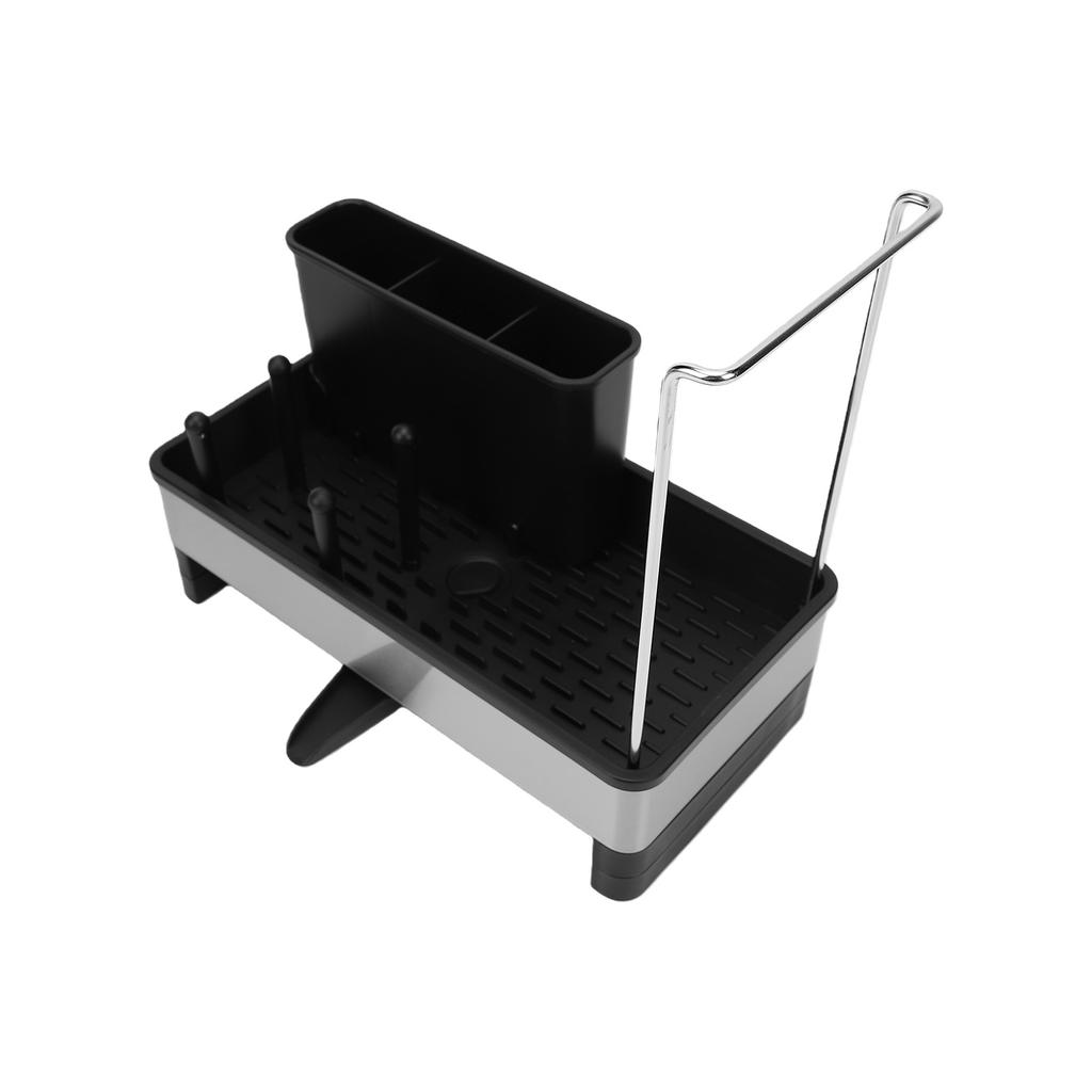 Stainless Steel Sponge Holder Kitchen Sink Organizer Multifunctional Towel Rack Detachable Hanging Rod Adjustable