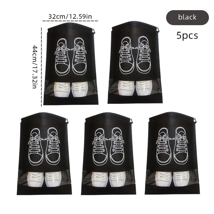 5pcs Shoes Storage Bag Nonwoven Travel Portable Shoes Bag Drawstring Dust Large Capacity Garment Classification Hanging Bags