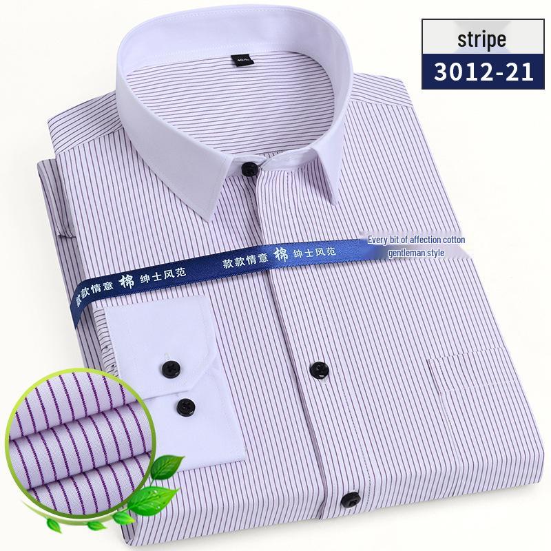 Men's Long Sleeve White Striped Professional Shirt - Ideal for Business, Casual, Interview, or Workwear (Logo Available)
