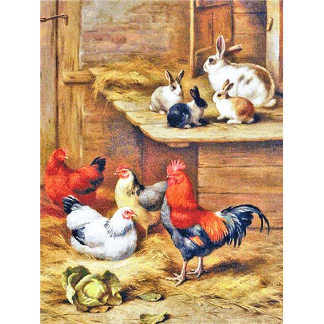 DIY 5D Diamond Painting Rooster Hen Chicken Full Round Diamond Embroidery Cross Stitch