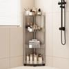 Stainless Steel Rack Multi-Layer Transparent Bathroom Shelf Storage Trolley Easy-Move Corner Space-Saving for Bathroom