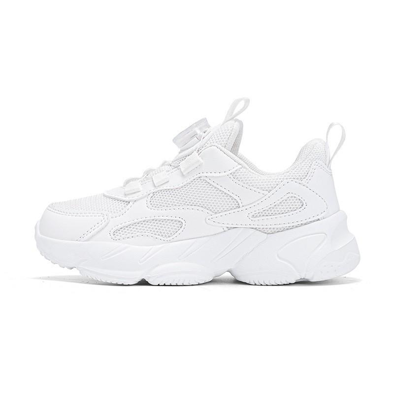 Kids White Mesh Running Shoes With Rotating Buckle Breathable Lightweight Sneakers Boys Girls Daily Wear