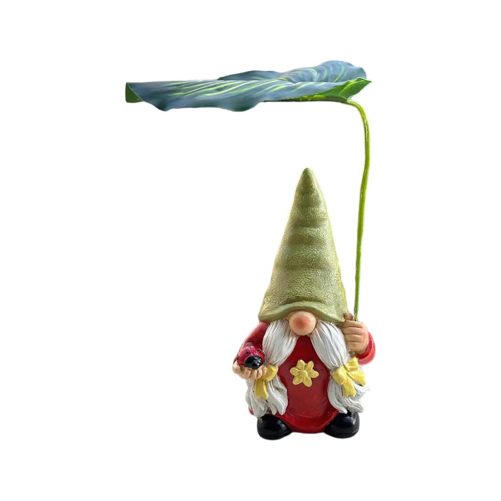 Garden Gnome Statue Decoration With Leaf Umbrella Figurine Decoration For Indoor And Outdoor Patio  For Gnome Lovers And Enthusiasts