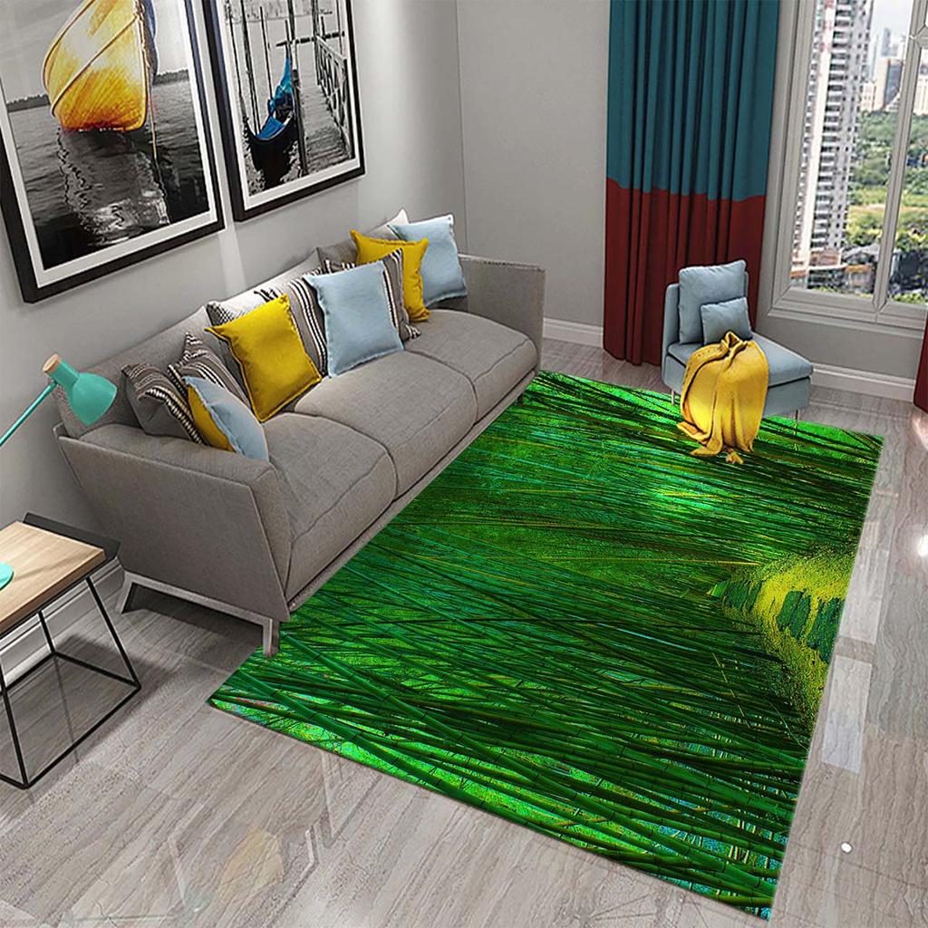 3D Green Bamboo Forest Bamboo Carpet for Bathroom Mat Plants Toilet Rugs Anti-Slip Mat Bedroom Living Room Floor Decor Carpets