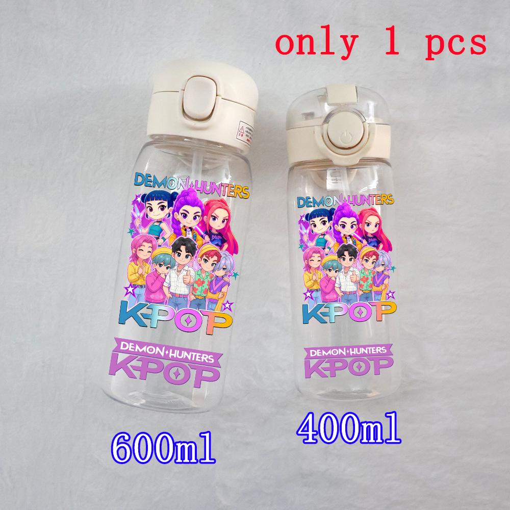 400ML-600ML Animated Movie K-Pop: Demon Hunters HUNTR/X Plastic Large Capacity Water Cup Bottle Gourde Drinking Bottle Gifts