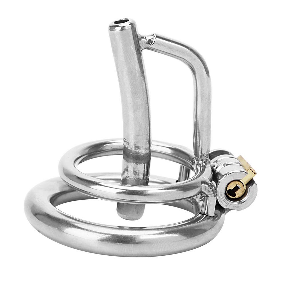 JIUAI Stainless Steel Urethral Sounding Two Penis Rings for Men Cock Plug Delay Lock Chastity Cage Medical Sex Toy Male Masturbator