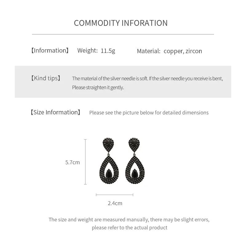 Zircon Oval Water Drop Earrings Fashion European and American Exaggerated Earring for Women Temperament Light Luxury Zircon