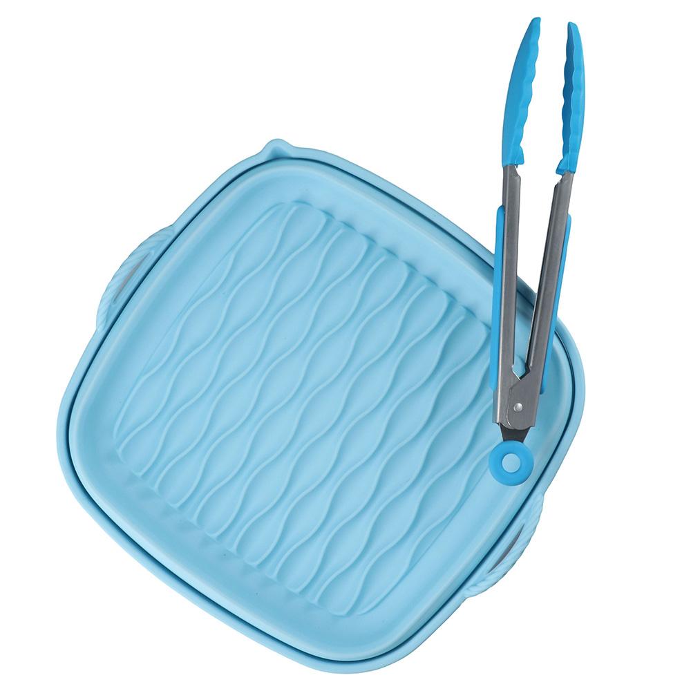 

2PCS Reusable Stainless Steel Tongs 8 Inch Silicone Air Fryer Liners Basket Home