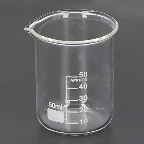 10-Piece 50ml Glass Measuring Cup and Glass Measuring Beaker Set with Graduated Scientific Glassware for Labs, Classrooms, and Home Use