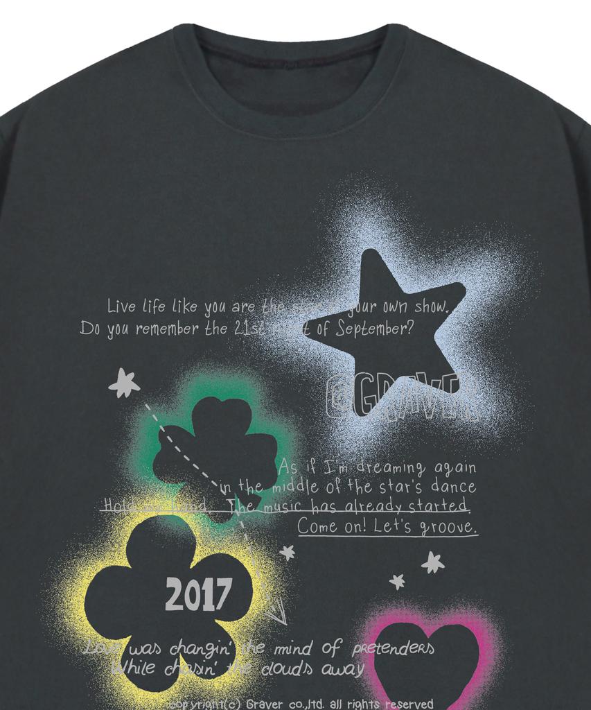 GRAVER [Unisex] Spray Doodle Short Sleeve T-Shirt_Charcoal