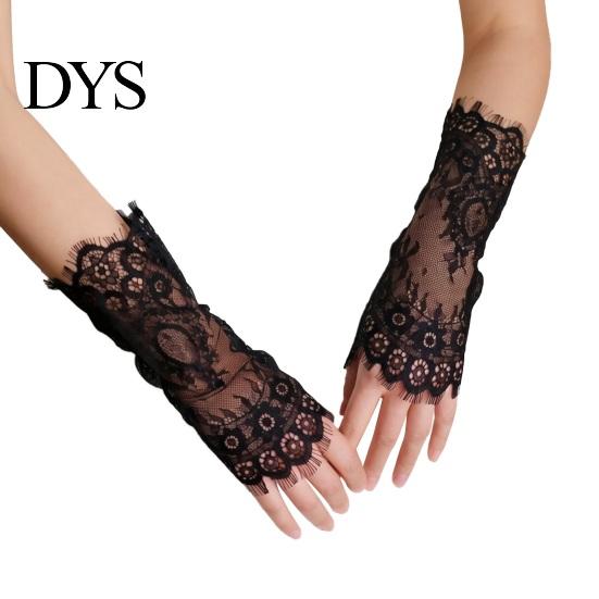 Wedding Gloves Bridal Lace Women Arm Sleeves Elegant Long Elbow Length Fingerless or Five-Finger for Prom Tea Party