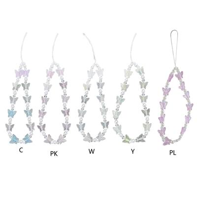 Δημιουργικό Μπρελόκ Κινητού σε Σχέδιο Πεταλούδας Ακρυλική Αλυσίδα και Λουράκι Κινητού Λουράκι Κινητού με Χάντρα Πεταλούδας για Κορίτσια Εφήβους Γυναίκες