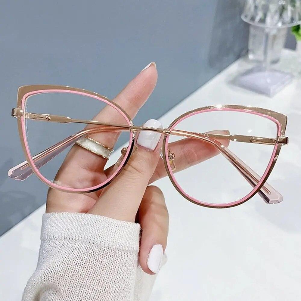 

Женские очки «кошачий глаз» с защитой от синего света, фиолетовые, золотые оправы, дизайнерские очки, зеленые большие оптические очки, оправа для очков