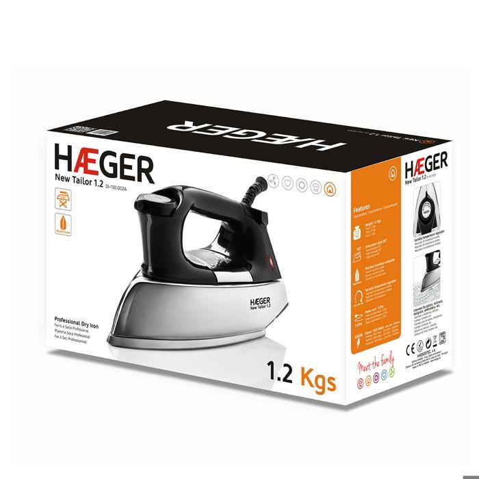Haeger DI-120.001B plancha Fer seco Sole de aluminium 1200 W Noir, Acier