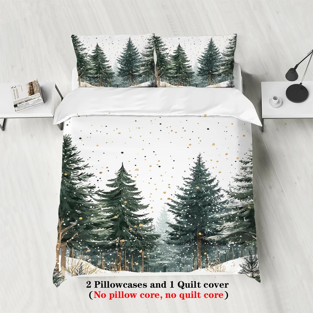 3pcs Pine Tree Pattern Printed Bedding Set1 Duvet Cover+2 Pillowcase Suitable for Teenagers and Adults Bedroomhome Decoration