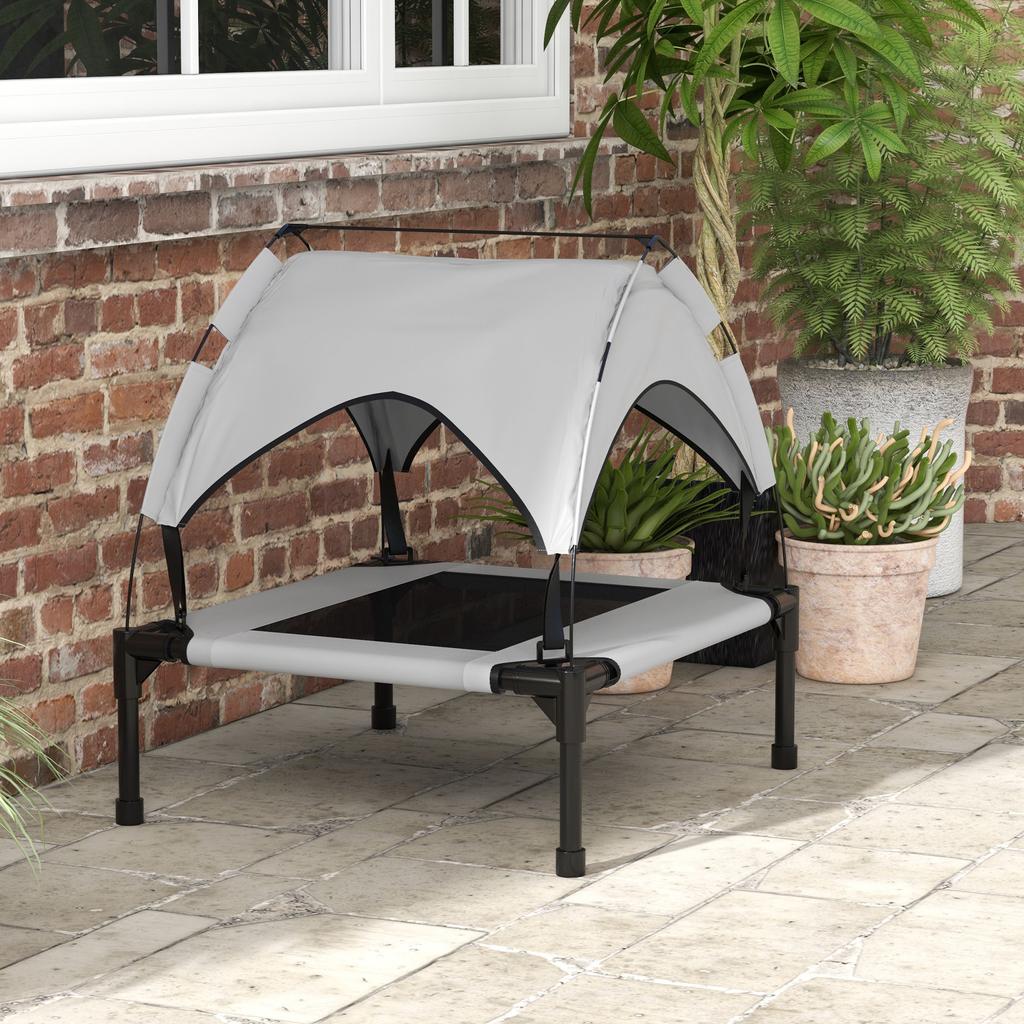 Cooling Raised Pet Bed W/ Washable Breathable Mesh, for Small Medium Dogs, 76 X 61 X 69.5cm - Light Grey
