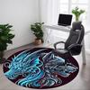 1PC Wolf Dragon Head Office Round Rug, Non Slip, Soft and Durable Office Rug for Interior Decoration, Perfect for Office