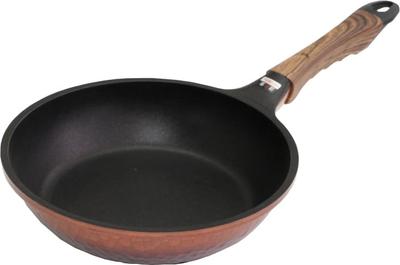 Taniguchi Metal Cast Resistant To Hammered Deep Frying IH and Gas PFOA Wood Grain Handle Iron, Deformation, Cast, Pan, 24cm, Compatible, PFOS, Free,