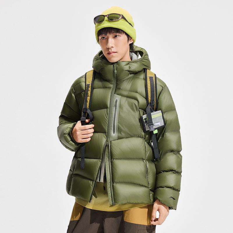 Li-Ning Outdoor CF Series Hooded Zipper Warm Comfortable Down Jacket Men Jacket AYMV161-2