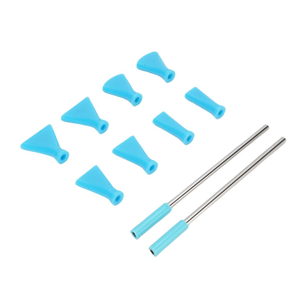2Pcs Stainless Steel Straw 8Pcs Blow Nozzles Set Multifunctional Acrylic Pouring Paint Supplies