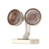 Dual-Head USB Mini Oscillating Desktop Fan with Digital Display for Home and Office