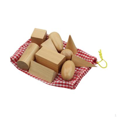 10Pcs Geometric Solids Wooden Shapes Educational Geometry Manipulatives Pattern Blocks for Teacher