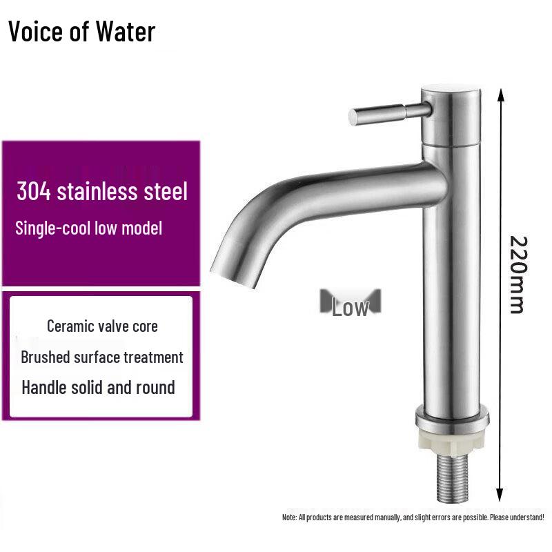 Brushed 304 Stainless Steel Single Cold Basin Faucet